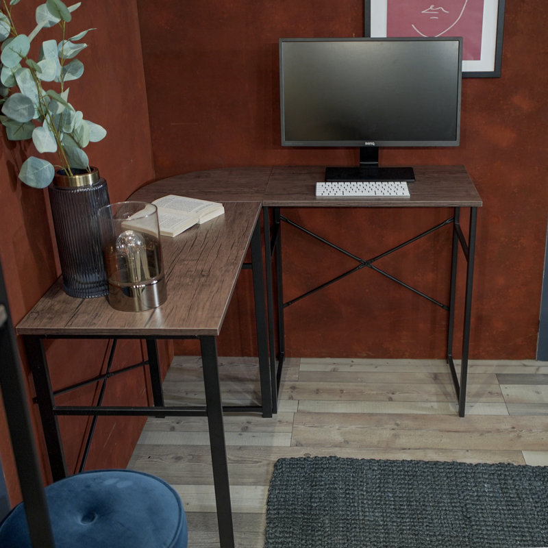 Boaz L-Shaped Writing Desk, Brown/Black