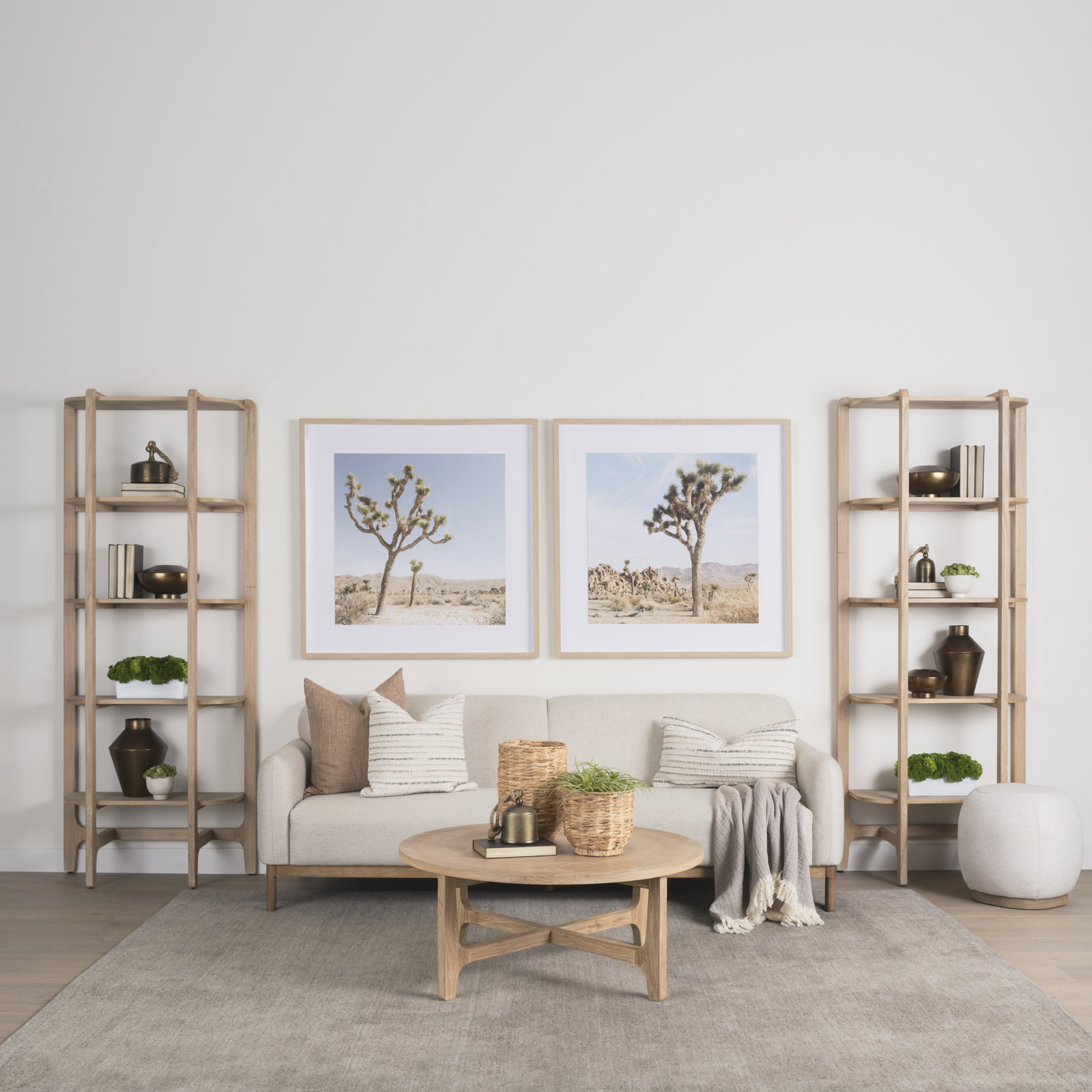 Peach Narrow Etagere Bookcase