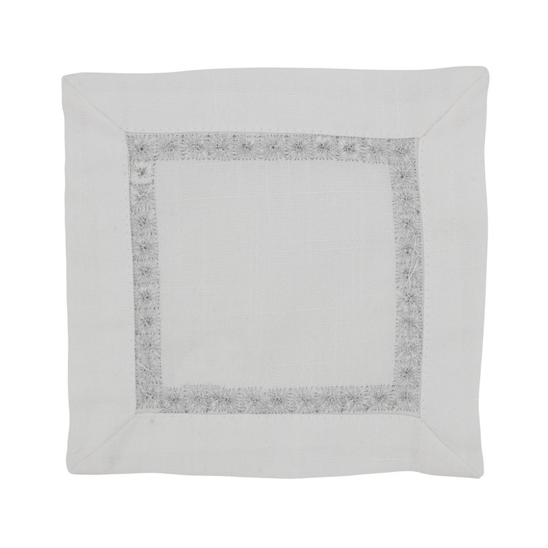 Mayer Collection Polyester Embroidered Square Napkin, Silver