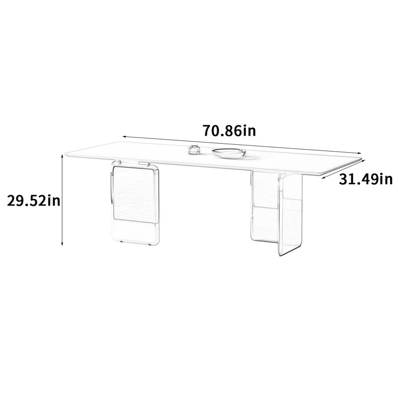 Table de salle à manger Minimalist Rock, H 29,52 po x L 70,86 po x l 31,49 po