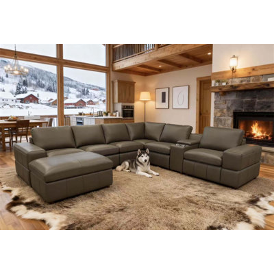 Modular Sectional Sofa With Large Square Arms, Top-Grain Leather-Match Upholstery, Fully Customizable Layout And Effortless Assembly.