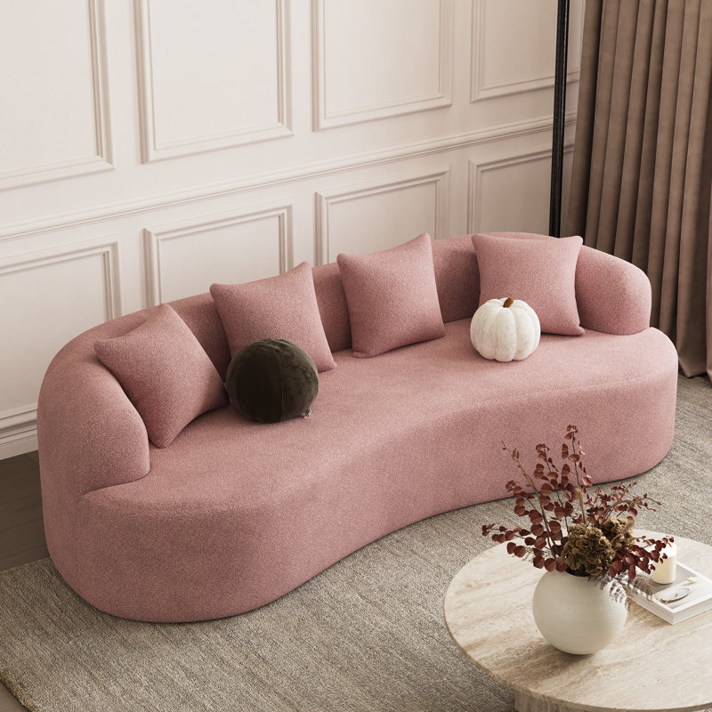 Canapé incurvé désossé en mousse à haute densité et sans assemblage requis, H 24,5 po x l 106,5 po x P 41 po, 3, Orange