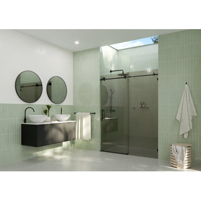 Equinox 56 - 60 in. x 78 in. Fully Frameless Gray Tinted Sliding Shower Door