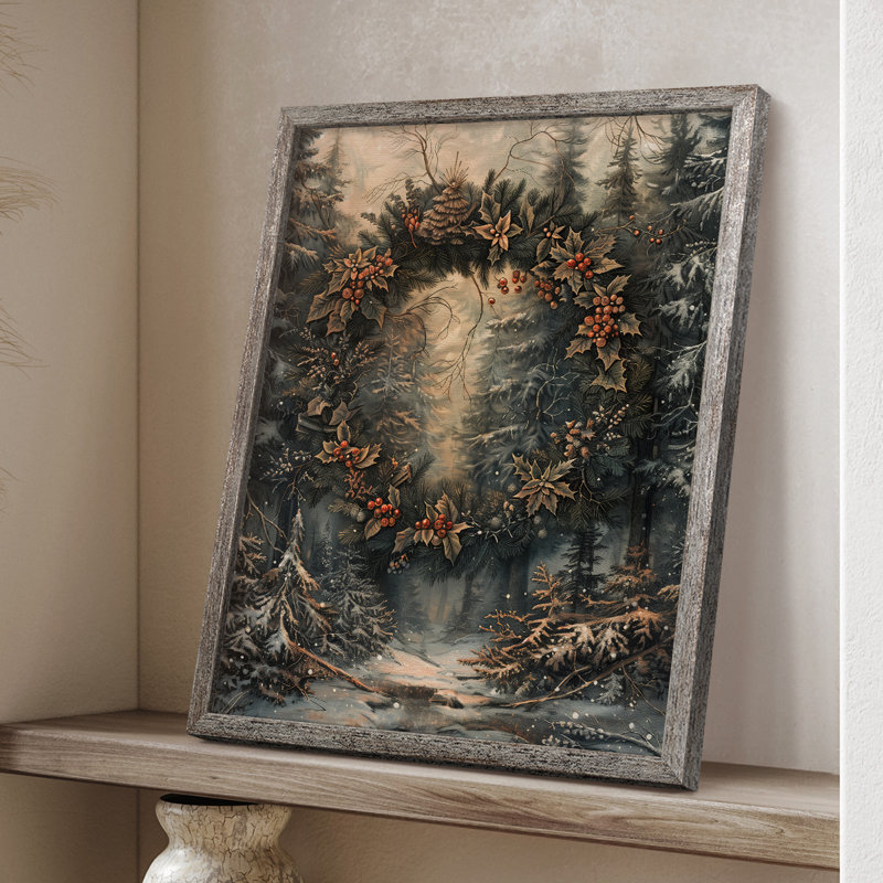 «Christmas Holiday» DCXXVI, reproduction d'art encadrée - bois massif, H 30 po x l 24 po