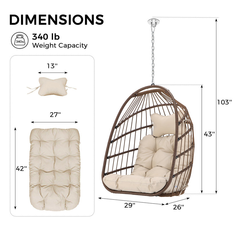 Chorley Hammock Egg Chair Without Stand, Brown/Beige