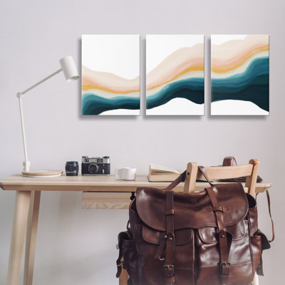  Ensemble de 3 impressions sur toile Flirl Peach Swirl par JJ Design House, LLC.