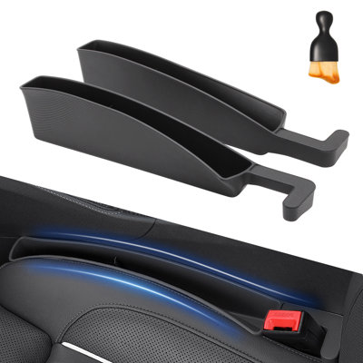 WFX Utility™ 2 PCS Black Car Seat Gap Filler Organizer - Premium Multifunctional Storage Box with Reserved Data Cable Charging Port, Universal Fit for Compact Cars