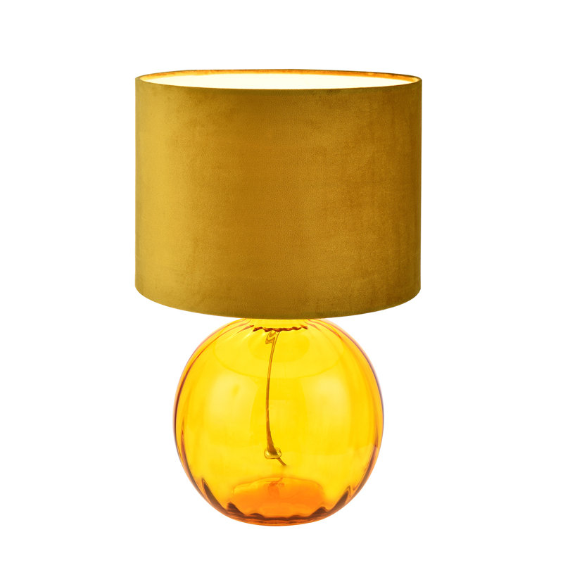 Mitzi Contemporary Ribbed Glass Table Lamp with Velvet Fabric Shade, Gold