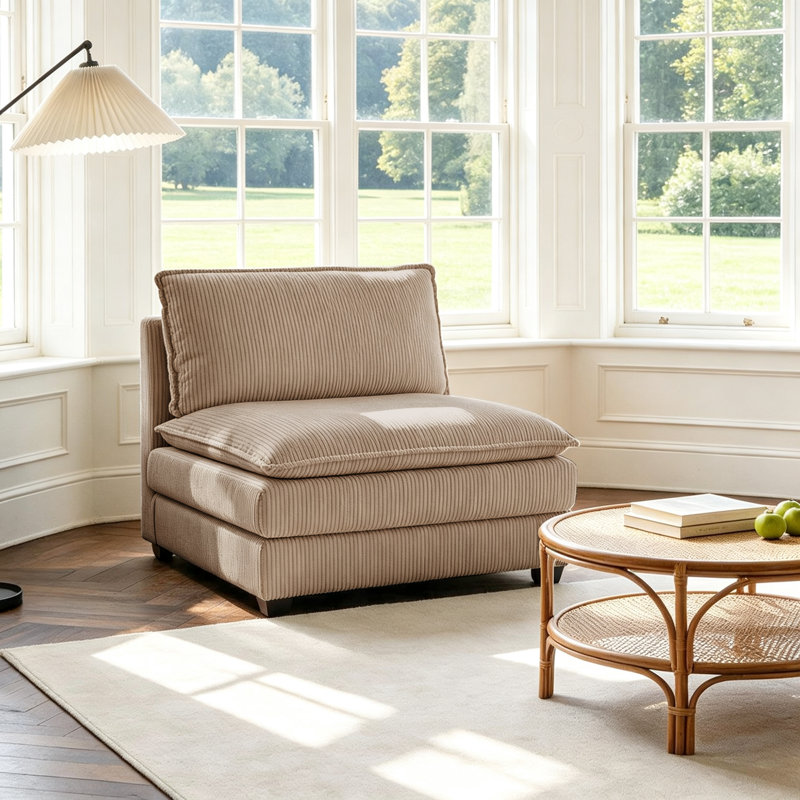 Fauteuil d'appoint sans accoudoirs Lauretta, Camel