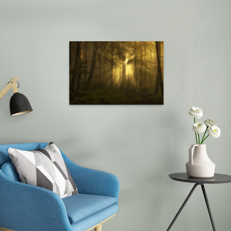 Chemin de forêt enchanté - Affiche murale représentant un paysage forestier mystique, onirique et éthéré, H 16 po x l 24 po
