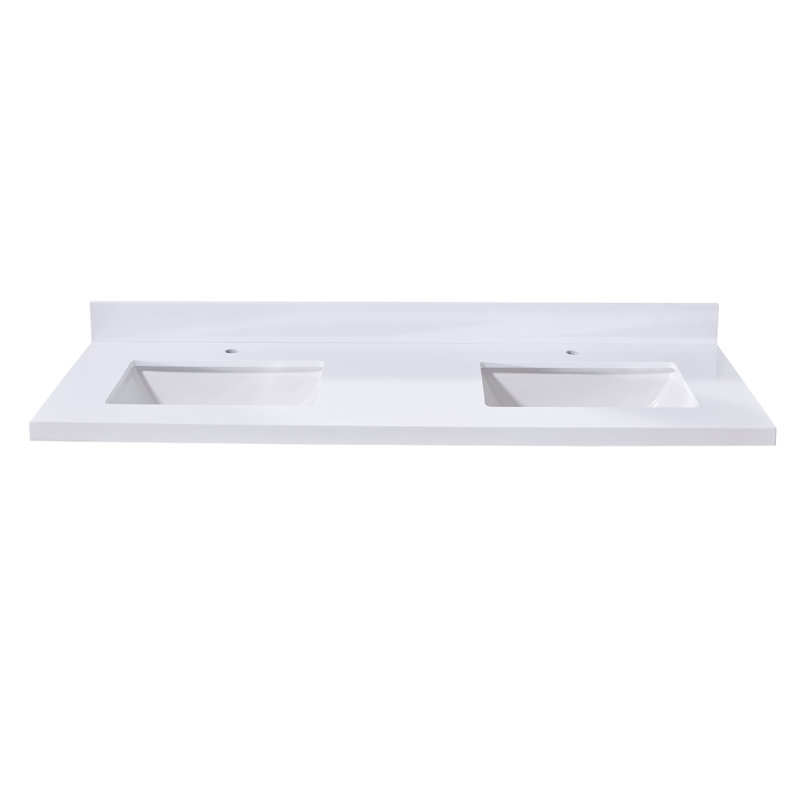 61'' Snow White Ceramic Double Sink Vanity Top