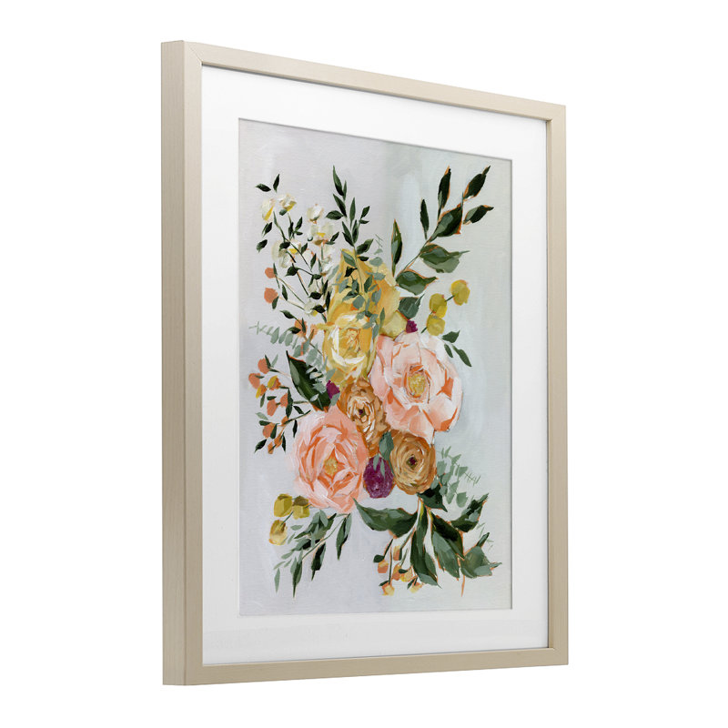 «Brushed Bundle of Flowers», reproduction encadrée sous verre, conception par Annie Quigley, H 16 po x l 13 po
