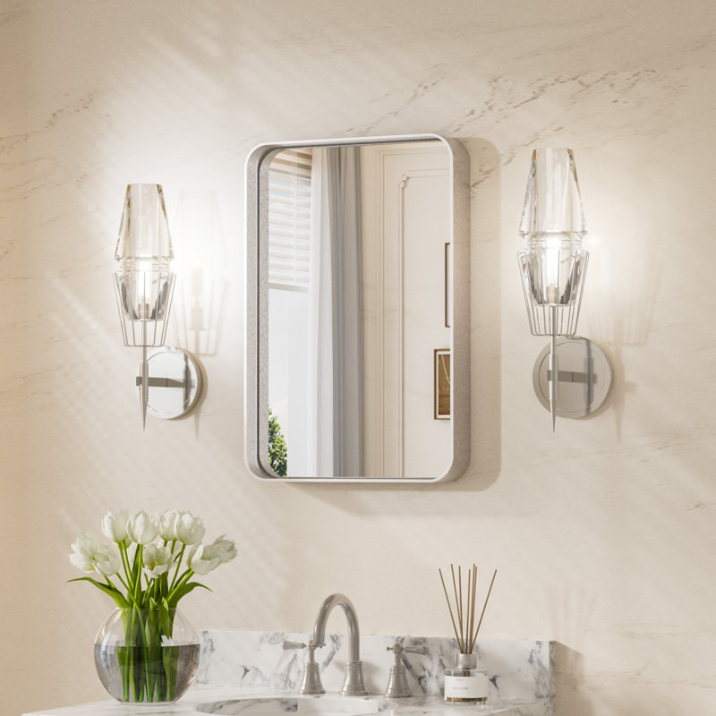 Miroir d'appoint Tyro, 24 po x 16 po, Rectangulaire, Nickel