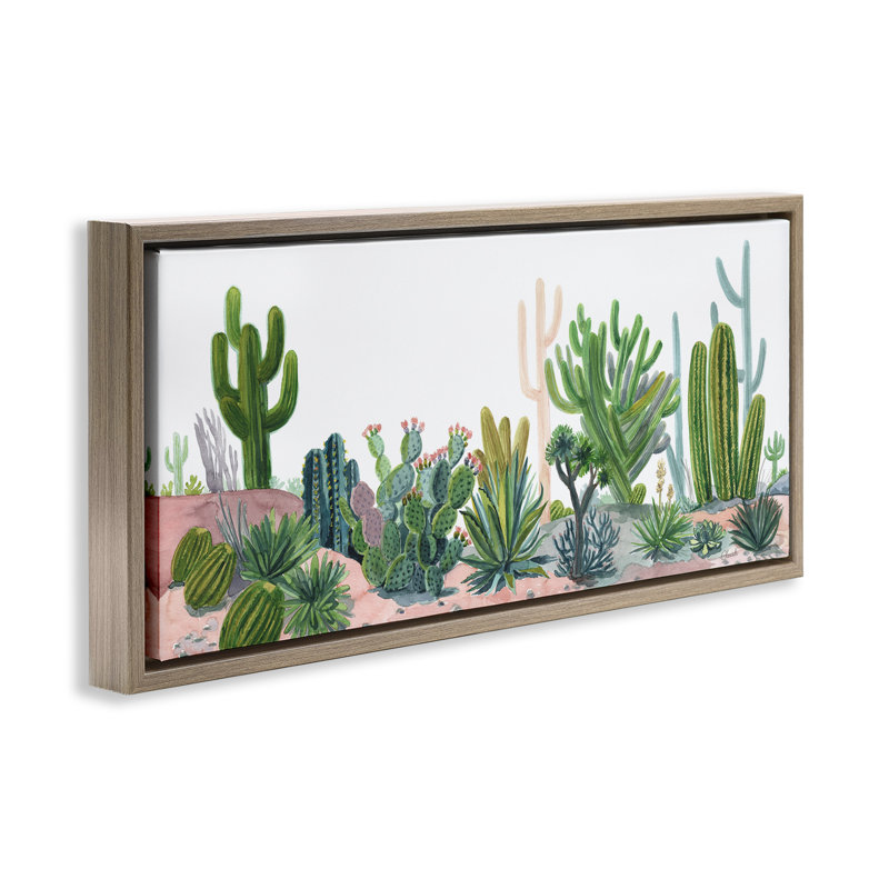 Cactus variés, H 11 po x l 25 po, Cadre flottant orme Montalcino