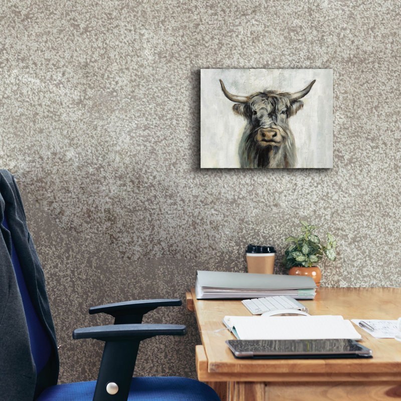 «Highland Cow Horizontal» par Silvia Vassileva, art mural sur toile, H 12 po x l 16 po x P 0,75 po