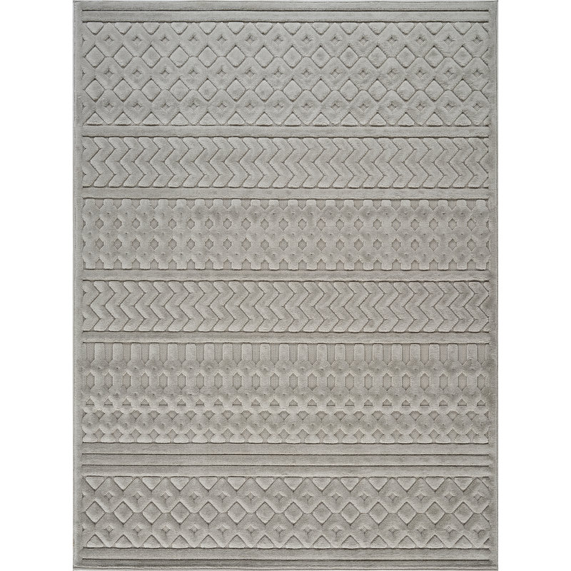 Syier In- & Outdoor Scandi Modern White Area Rug, Rectangle 13'4" x 18'4"