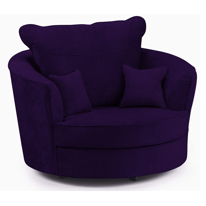 Desimone Upholstered Chenille Swivel Barrel Chair, Amethyst