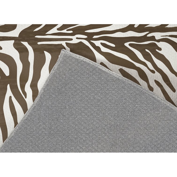 Zebra Bath Rug Kavka Designs Color: Brown, Size: 36 W x 60 L