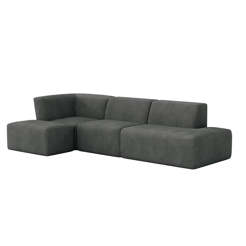 4 Seater Corduroy Seating Component, Grey Corduroy