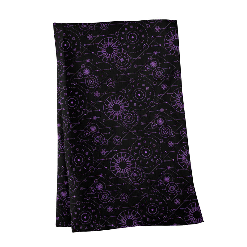 Tea Towel Kitchen Towel, Poly Twill, Black/Purple