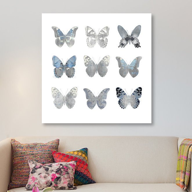 « papillon study ii », reproduction d’art sur toile, H 18 po x l 18 po x P 0,75 po