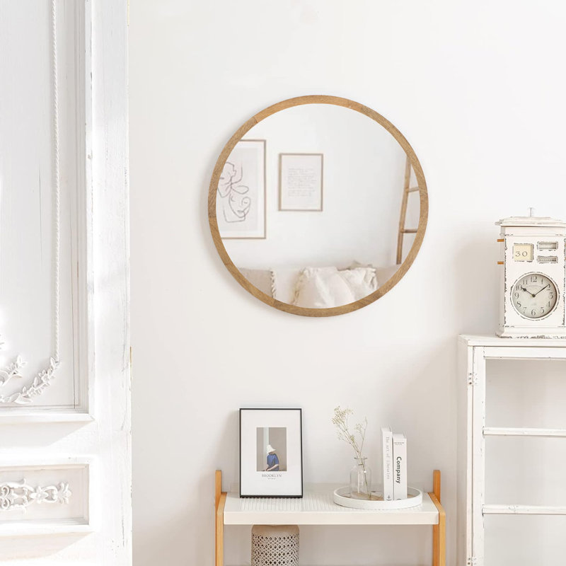 Ilmo Round Wall Mirror, Light Brown