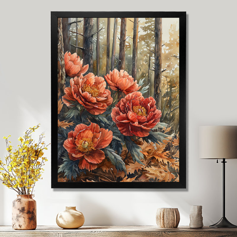 Bracher - Art mural floral, Reproduction encadrée d'une seule photo, Noir, noir, noir, noir, H 20 po x l 12 po