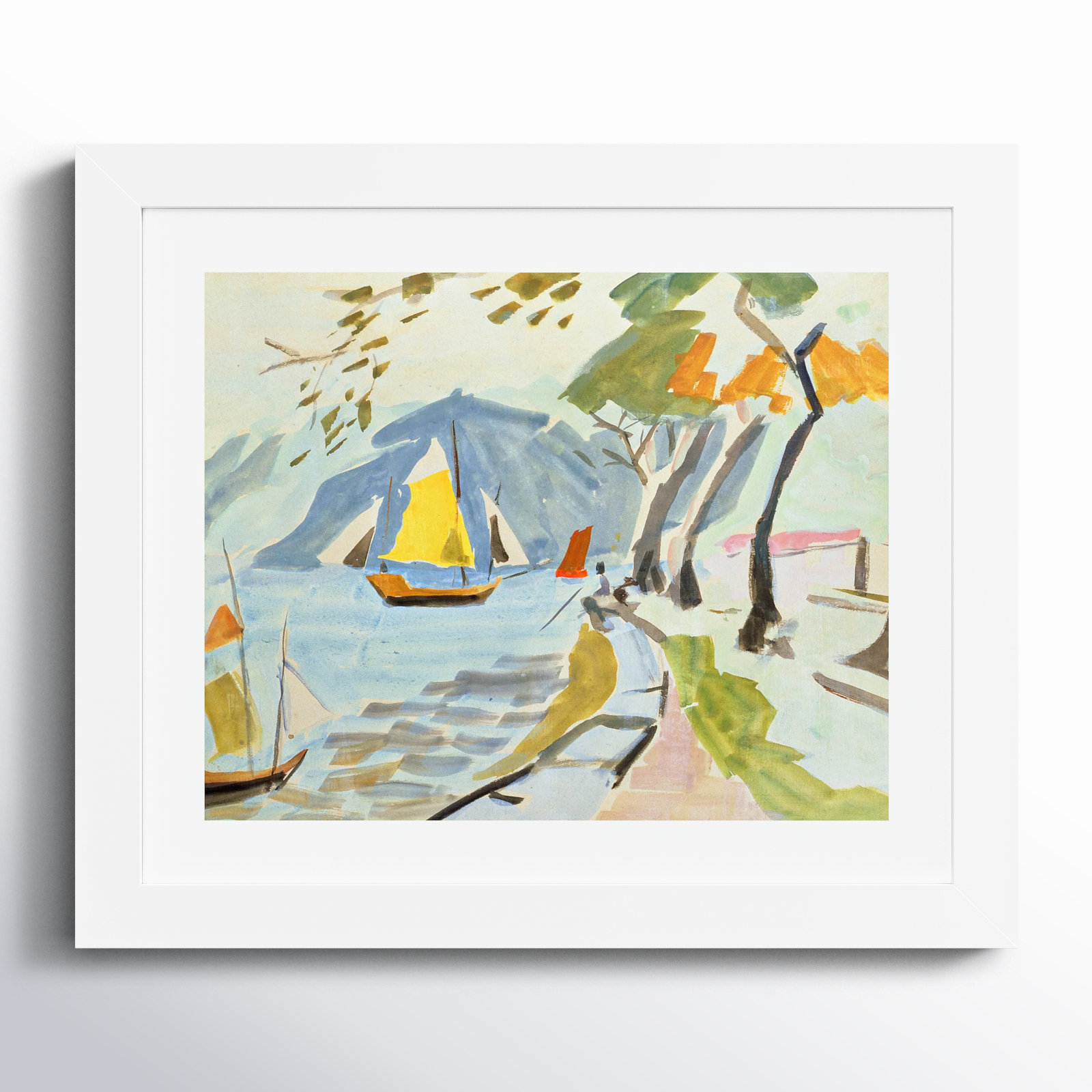 Macau Shoreline Print by Anne Durham, White, 11" H x 13" W x 1" D