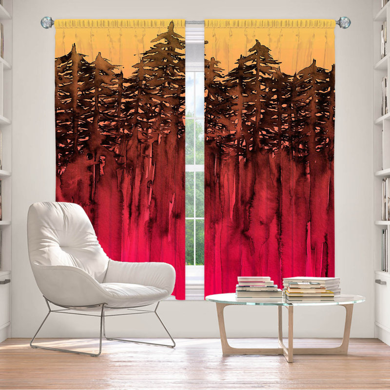 Room Darkening Curtain Pair, 40" W x 61" L, Hot Pink/Tangerine