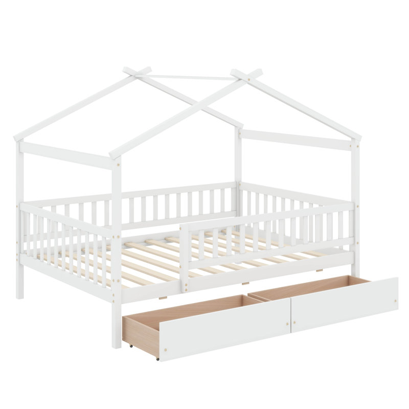 Lit maison en bois, Blanc, Lit simple