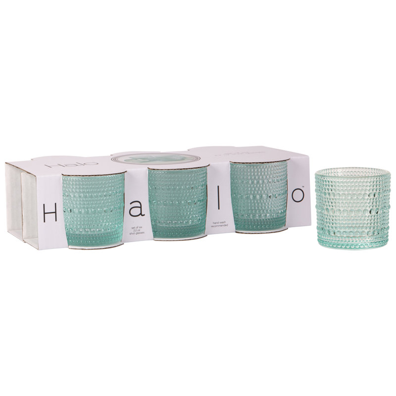 Ensemble de six verres à liqueur Halo, Sarcelle