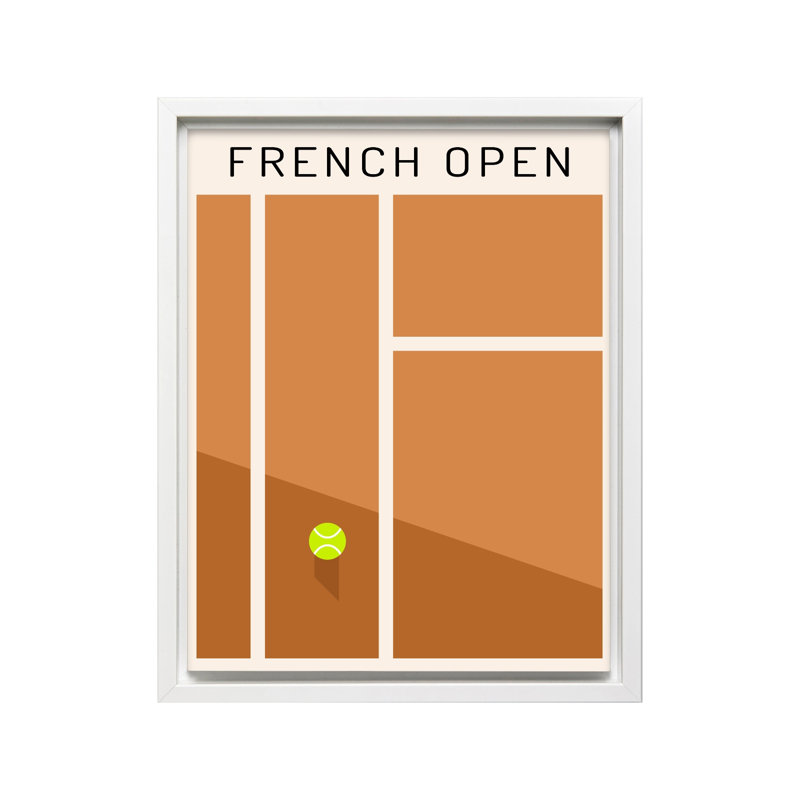 Tennis Open de France, Canvas, 12"H x 16"W, White Framed