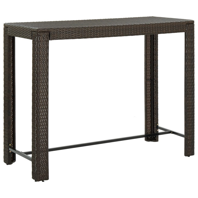 Table de bar d'extérieur en rotin, Marron, l 23,8 po x L 55,3 po x H 43,5 po