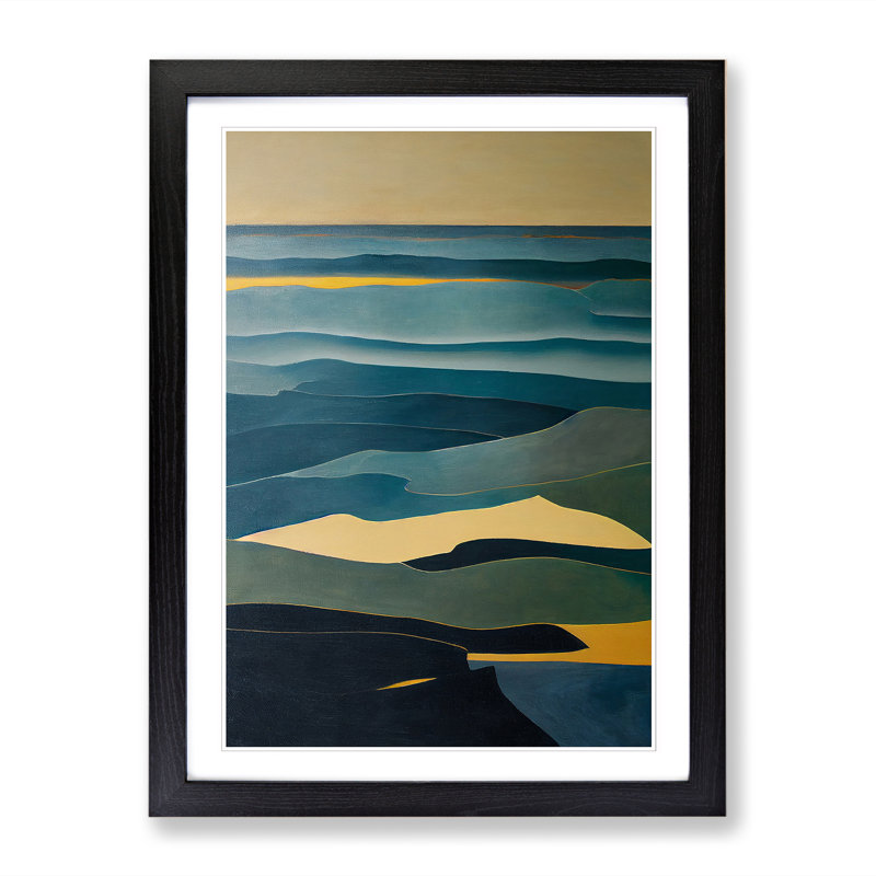 Seascape Abstract Vol.10 - Single Picture Frame Print, 64cm H x 46cm W x 2cm D, Black