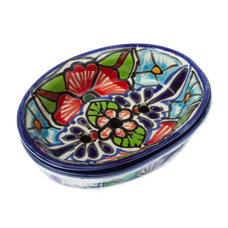 Porte-savon en céramique Talavera Bouquet