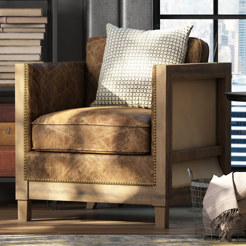28" Wide Top Grain Leather Club Chair