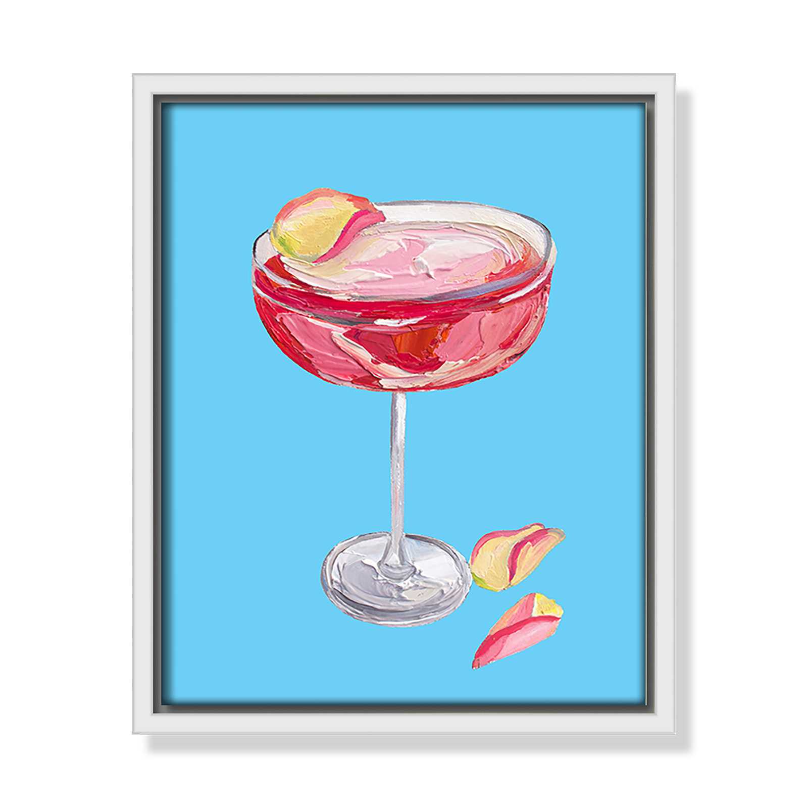 Sparkling Rose Gin Cocktail Print by Straker, 11.5" H x 9.5" W, White Floater