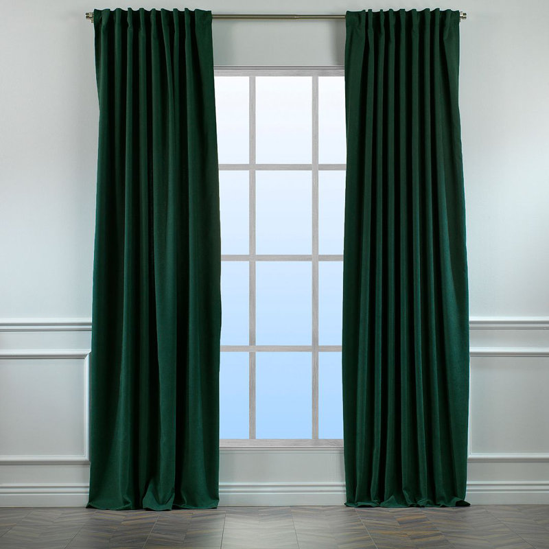 Lined Blackout Extra Long & Extra Wide Custom Made Decorative Single Panel, 52" W x 240" L, Dark Green