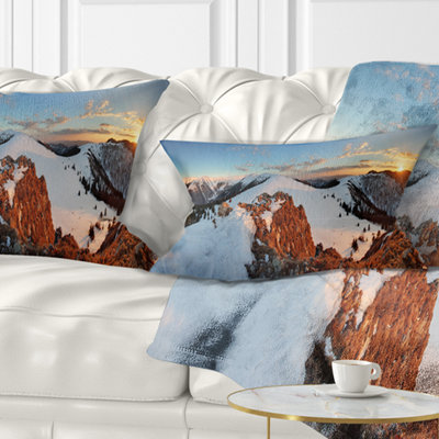 Slovakia Frozen Landscape Panorama - Landscape Printed Throw Pillow