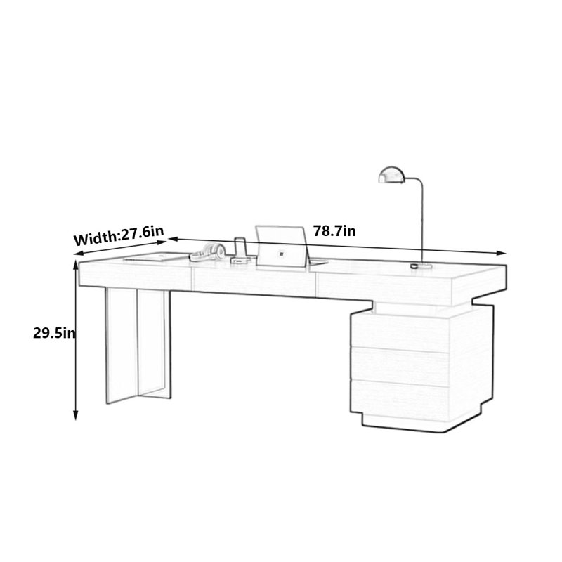 Crider, H 29,5 po x l 78,7 po x P 27,6 po