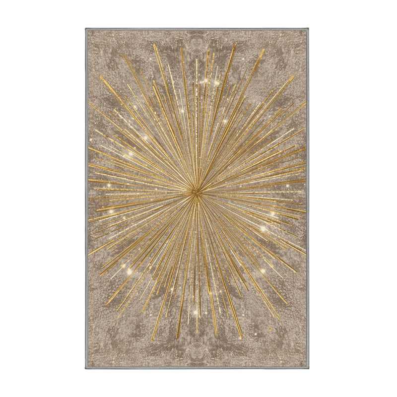 Soft Plush Fairweather New Years Modern & Contemporary Abstract Area Rug in Gray – Gray Binding, 7x9