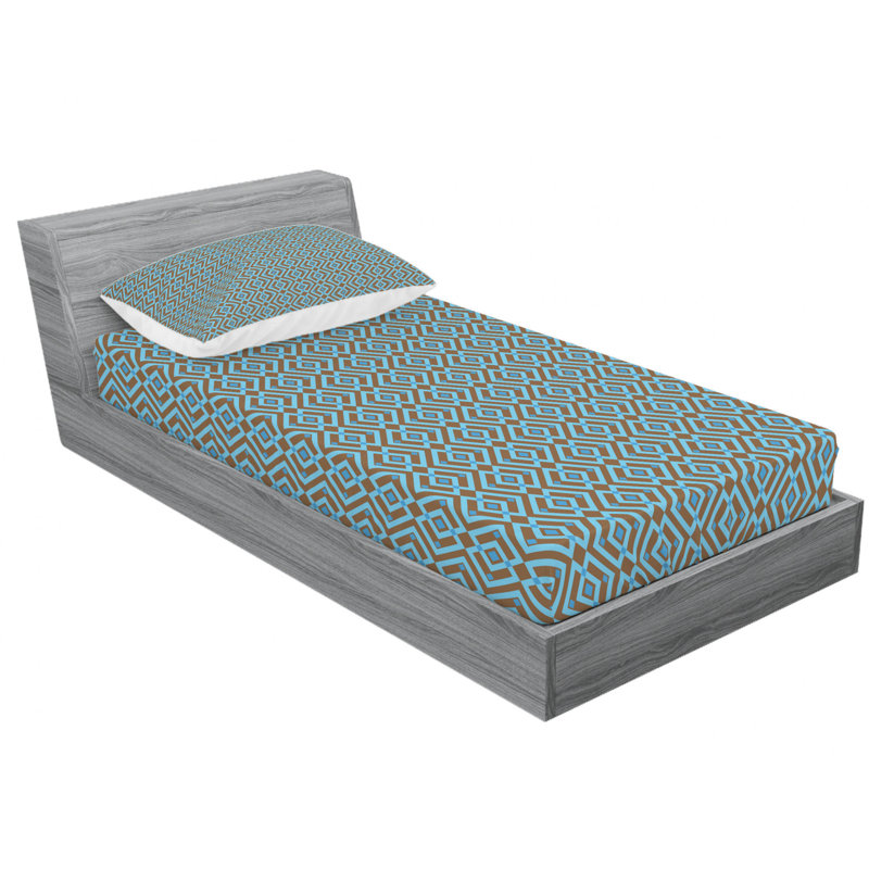 Microfiber Geometric Sheet Set, Twin XL Sheet Set with Fitted Sheet