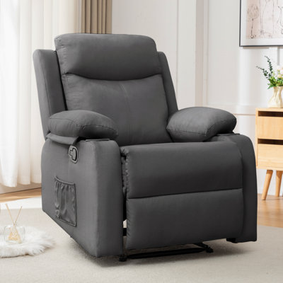 KORSER Recliner Chair, Rocker Recliners For Living Room, Small Recliner For Small Spaces, Fabric Manual Recliners With Side Pockects