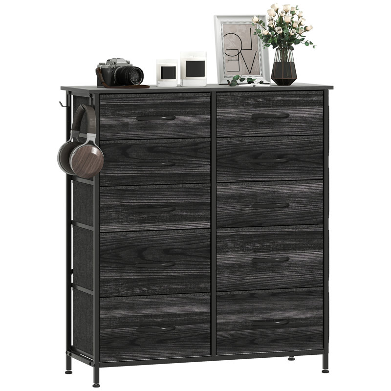 86cm W 10 - Drawer Chest of Drawers, Black