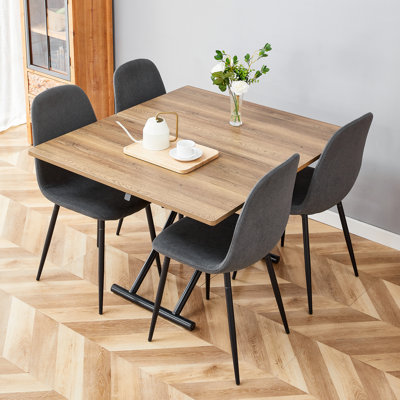 Ergonomic Tables & Chairs Set With Lift Functionality, Mdf & Metal, Modern Style For Dining & Living Areas