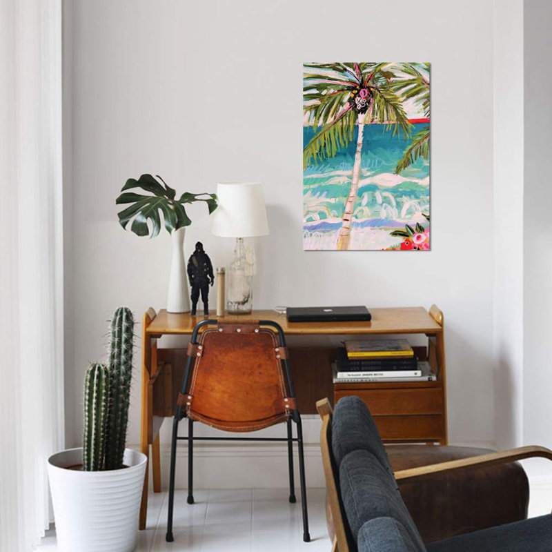 « palm tree fantaisie i », impression sur toile, H 18 po x l 12 po x P 1,5 po, Toile tendue, Pas de tapis