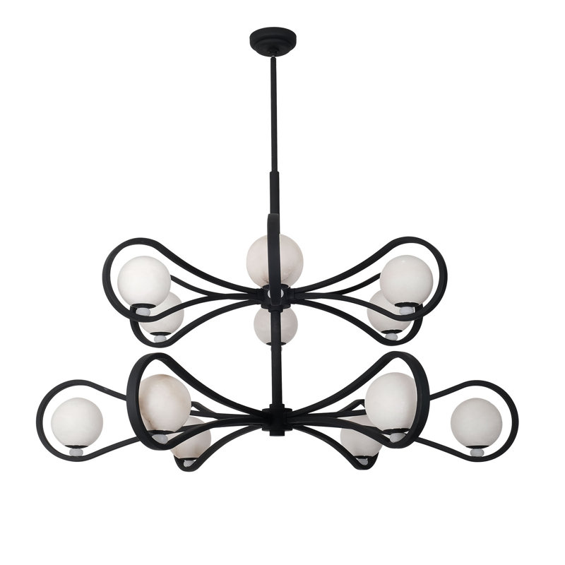 Elliptical 12 LT Matte Black Chandelier Kalco