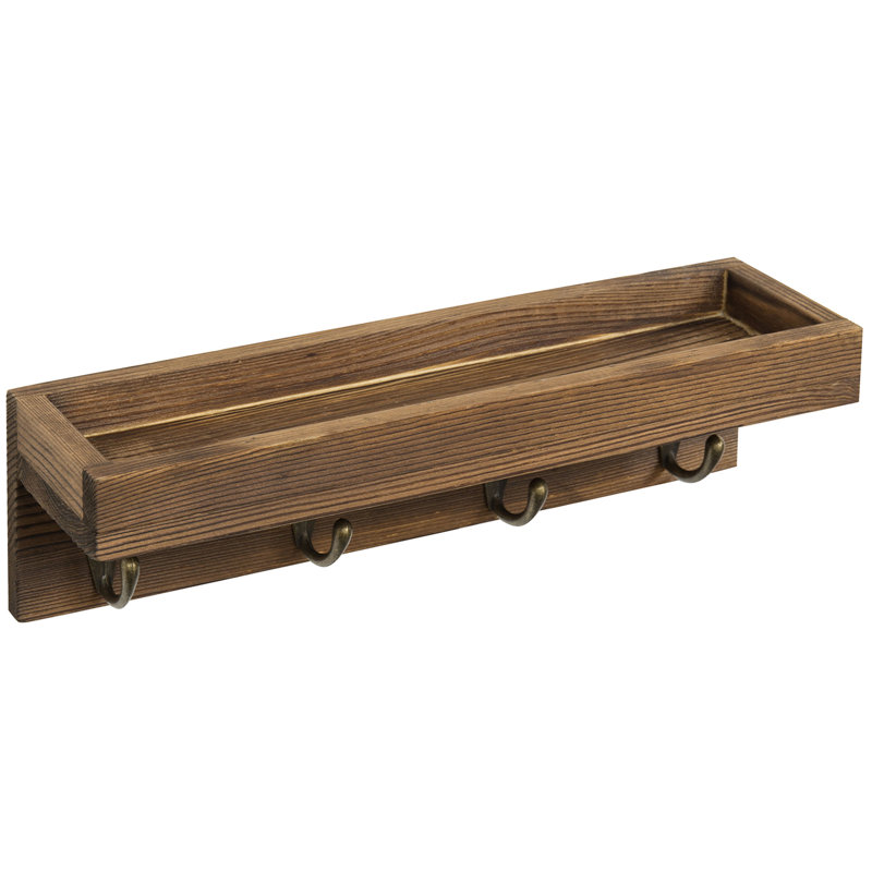 Baillons Wall 25.4cm Storage Organiser with Key Hooks and Corkboard, Dark Brown