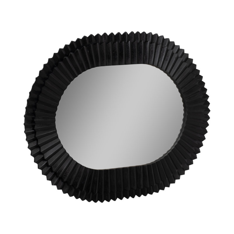 Elegant Oval Wall Mirror, Textural Black Frame, Accent Piece, 24x36" – Inspiring Home Decor, Perfect for Living Spaces