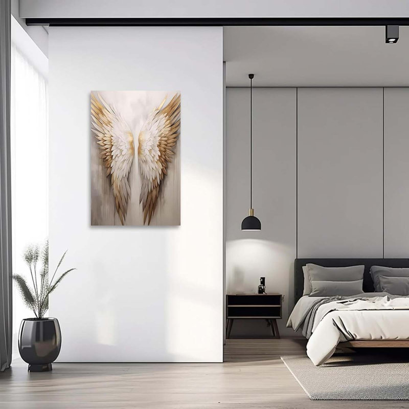 Angel Wings Canvas Wall Art Gold Wings Picture Prints Angel Wings Painting., 45 cm H x 30 cm W